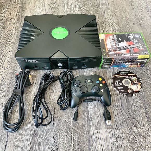 Microsoft Other - Original Xbox Console Bundle with Controller, Cords, 6 Games Halo 2 Clea…